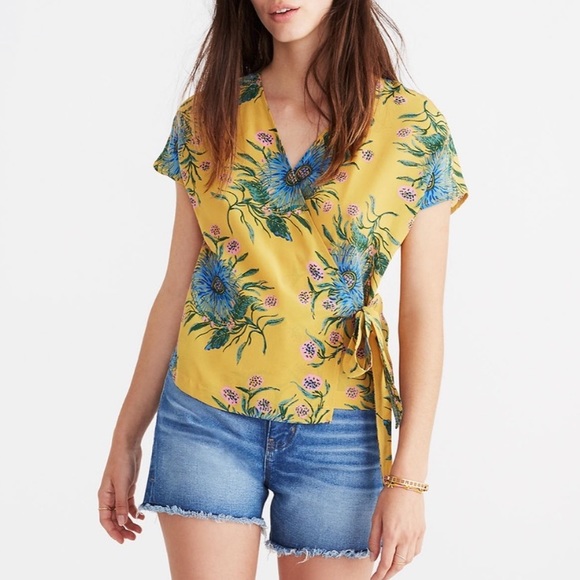 Madewell Silk Floral Side-Tie Wrap Top - Picture 1 of 5